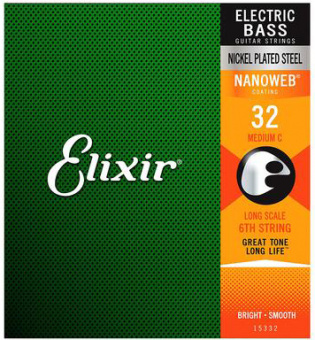 15332 NANOWEB Отдельная 6-ая струна для бас-гитары, Medium C, .032, никелированная, Elixir от магазина Соло в Иркутске