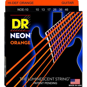NOE-10 Neon Orange Комплект струн для электрогитары, никелированные, с покрытием, 10-46, DR от магазина Соло в Иркутске