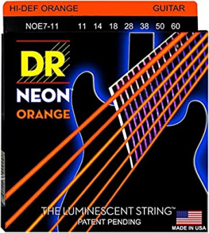 NOE7-11 Neon Orange Комплект струн для 7-струнной электрогитары, никелированные, с покр., 11-60, DR от магазина Соло в Иркутске