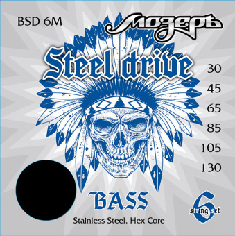 BSD-6M Steel Drive Комплект струн для 6-струнной бас-гитары, сталь, 30-130, Мозеръ от магазина Соло в Иркутске