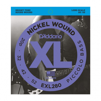 EXL280 Nickel Wound Комплект струн для бас-гитары пикколо, 20-52, Long Scale, D'Addario от магазина Соло в Иркутске