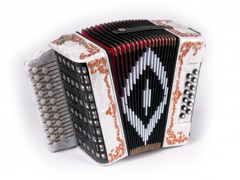 SZ48/1ХL-A-WH Гармонь «Чайка» 21х12-II, белая, ля мажор, роспись, Шуйская гармонь от магазина Соло в Иркутске