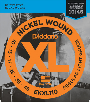 EKXL110 Nickel Wound Комплект струн для электрогитары, Regular Light, усиленные, 10-46, D'Addario от магазина Соло в Иркутске