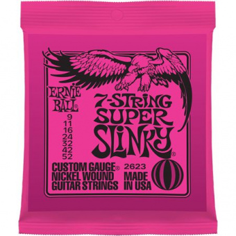 P02623 Super Slinkу Комплект cтрун для 7-струнной электрогитары, никель, 9-52, Ernie Ball от магазина Соло в Иркутске