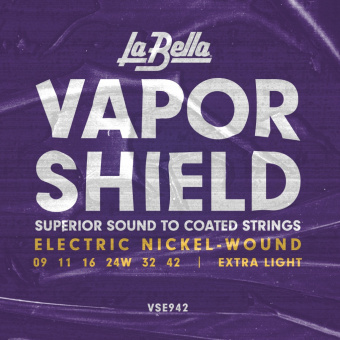 VSE942 Vapor Shield Комплект струн для электрогитары, никелированные, Extra Light, 9-42, La Bella от магазина Соло в Иркутске