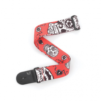 P20W1414 Ремень для гитары, рисунок Red Sugar Skulls, полиэстер, Planet Waves от магазина Соло в Иркутске