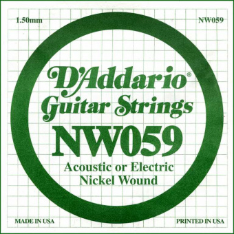 NW059 Nickel Wound Отдельная струна для электрогитары, .059, D'Addario от магазина Соло в Иркутске
