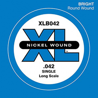 XLB042 Nickel Wound Отдельная струна для бас-гитары, никелированная, .042, D'Addario от магазина Соло в Иркутске