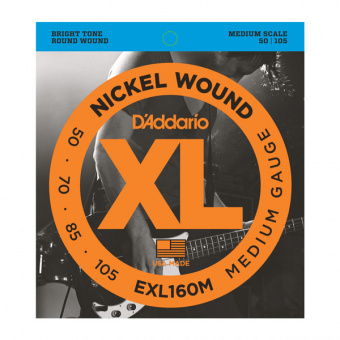 EXL160M Nickel Wound Комплект струн для бас-гитары, Medium, 50-105, Medium Scale, D'Addario от магазина Соло в Иркутске
