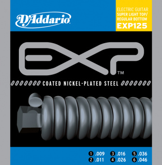 EXP125 COATED NICKEL Струны для электрогитары Super Light Top/Regular Bottom 9-46 D`Addario от магазина Соло в Иркутске