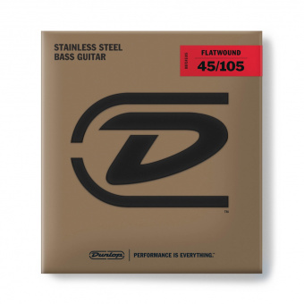 DBFS45105 Flatwound Комплект струн для бас-гитары, сталь, Medium, 45-105, Dunlop от магазина Соло в Иркутске