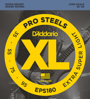 EPS180 ProSteels Комплект струн для бас-гитары, Extra Super Light, 35-95, D'Addario от магазина Соло в Иркутске