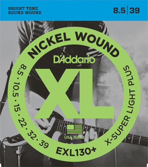EXL130+ Nickel Wound Комплект струн для электрогитары, Extra-Super Light Plus, 8.5-39, D'Addario от магазина Соло в Иркутске
