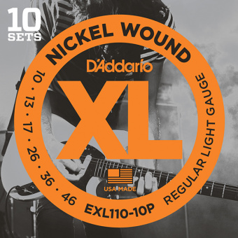 EXL110-10P Nickel Wound Струны для электрогитары, Regular Light, 10-46, 10 комплектов, D'Addario от магазина Соло в Иркутске