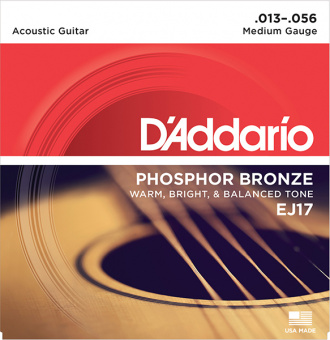 EJ17 PHOSPHOR BRONZE Струны для акустической гитары фосфорная бронза Medium 13-56 D`Addario от магазина Соло в Иркутске