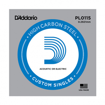 PL0115 Plain Steel Отдельная струна без обмотки, сталь, .0115, D'Addario от магазина Соло в Иркутске