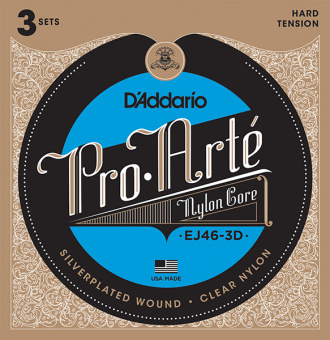 EJ46-3D Pro-Arte Nylon Струны для классической гитары, сильное натяжение, 3 комплекта, D'Addario от магазина Соло в Иркутске