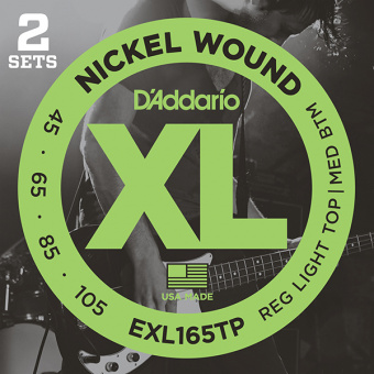 EXL165TP Nickel Wound Струны для бас-гитары, Custom Light, 45-105, 2 комплекта, Long, D'Addario от магазина Соло в Иркутске