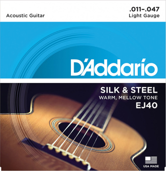 EJ40 SILK&STEEL Струны для акустической гитары посеребренные сталь и шелк 11-47 D`Addario от магазина Соло в Иркутске