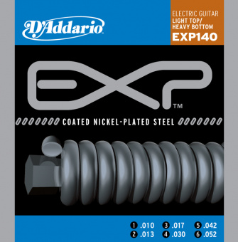 EXP140 COATED NICKEL Струны для электрогитары Light Top/Heavy Bottom 10-52 D`Addario от магазина Соло в Иркутске