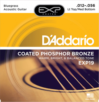 EXP19 Coated Phosphor Bronze Струны для акуст. гитары, L. Top/M. Bottom/Bluegrass, 12-56, D'Addario от магазина Соло в Иркутске
