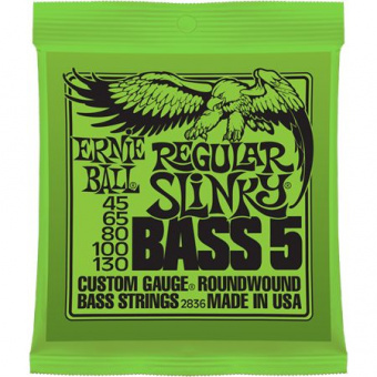 P02836 Regular Slinky Bass Комплект струн для 5-струнной бас-гитары, 45-130, никель, Ernie Ball от магазина Соло в Иркутске