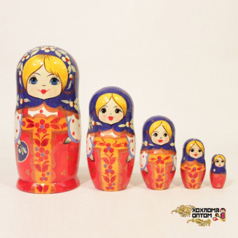 LHM10125 Матрешка "Красный сарафан" 5 кукольная, Хохлома от магазина Соло в Иркутске