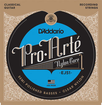 EJ51 Pro-Arte Струны для классической гитары, полир. басовые струны, сильное натяжение, D'Addario от магазина Соло в Иркутске