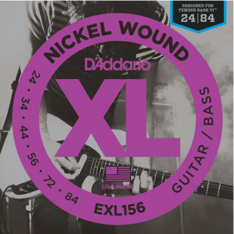 EXL156 Nickel Wound Fender Bass VI Комплект струн для эл.гитары/6-стр. бас-гитары, 24-84, D'Addario от магазина Соло в Иркутске