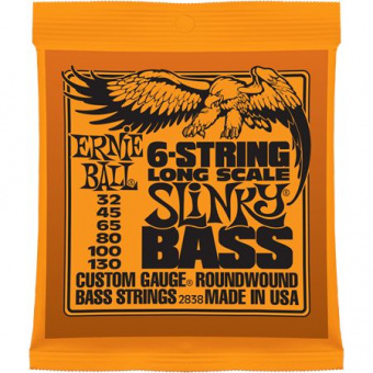 P02838 Slinky Bass Комплект струн для 6-струнной бас-гитары, 32-130, никель, LongScale, Ernie Ball от магазина Соло в Иркутске