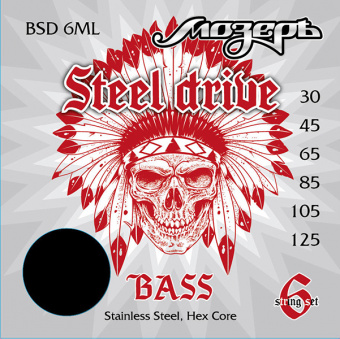 BSD-6ML Steel Drive Комплект струн для 6-струнной бас-гитары, сталь, 30-125, Мозеръ от магазина Соло в Иркутске