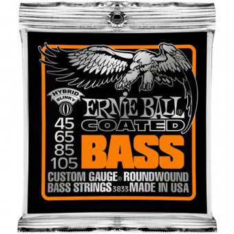 P03833 Coated Hybrid Комплект струн для бас-гитары, с покрытием, 45-105, Ernie Ball от магазина Соло в Иркутске