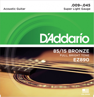 EZ890 AMERICAN BRONZE 85/15 Струны для акустической гитары Super Light 9-45 D`Addario от магазина Соло в Иркутске