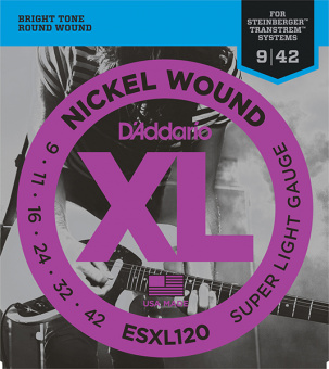 ESXL120 Steinberger Комплект струн для электрогитары, Super Light, шарик на 2 конц, 9-42, D'Addario от магазина Соло в Иркутске