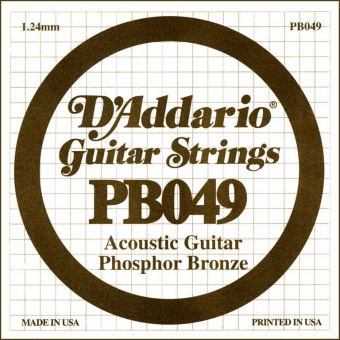 PB049 Phosphor Bronze Отдельная струна для акустической гитары, фосфорная бронза, .049, D'Addario от магазина Соло в Иркутске