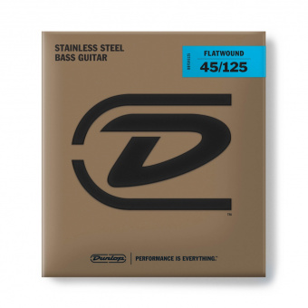 DBFS45125 Flatwound Комплект струн для 5-струнной бас-гитары, сталь, Medium, 45-125, Dunlop от магазина Соло в Иркутске