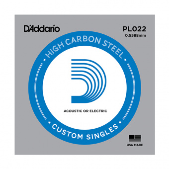 PL022 Plain Steel Отдельная струна без обмотки, сталь, .022, D'Addario от магазина Соло в Иркутске