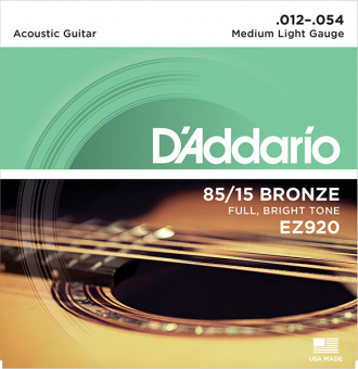 EZ920 AMERICAN BRONZE 85/15 Струны для акустической гитары Medium Light 12-54 D`Addario от магазина Соло в Иркутске