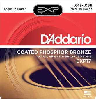 EXP17 Coated Phosphor Bronze Комплект струн для акустической гитары, Medium, 13-56, D'Addario от магазина Соло в Иркутске