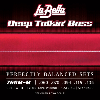 760G-B Gold White Nylon Комплект струн для 5-струнной бас-гитары, бронза/б.нейлон, 60-135, La Bella от магазина Соло в Иркутске