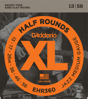 EHR360 Half Round Комплект струн для электрогитары, Jazz Medium, 13-56, D'Addario от магазина Соло в Иркутске