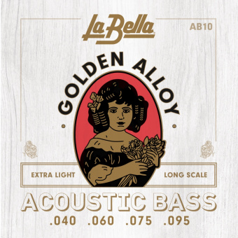 AB-10 Golden Alloy Комплект струн для акустической бас-гитары, бронза, Extra Light, 40-95, La Bella от магазина Соло в Иркутске