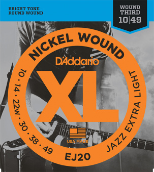 EJ20 XL NICKEL WOUND Струны для электрогитары Jazz Extra-Light 10-49 D`Addario от магазина Соло в Иркутске