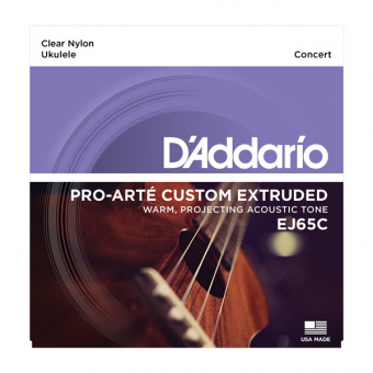 EJ65C Комплект струн для концертного укулеле, прозрачный нейлон, D'Addario от магазина Соло в Иркутске