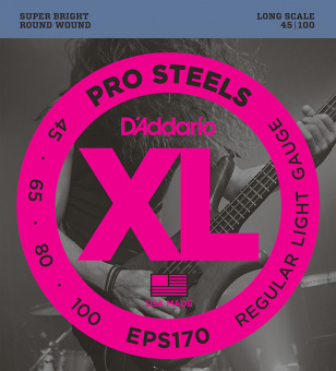 EPS170 ProSteels Комплект струн для бас-гитары, Light, 45-100, Long Scale, D'Addario от магазина Соло в Иркутске