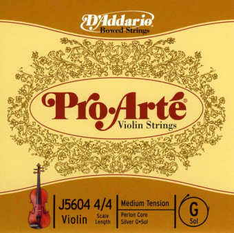 J5604-4/4M-B10 Pro-Arte Отельная струна G/Соль для скрипки размером 4/4, ср. натяж, 10шт, D'Addario от магазина Соло в Иркутске