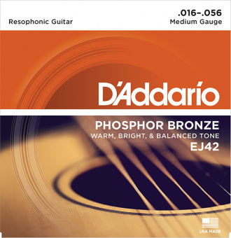 EJ42 Resophonic Комплект струн для резонаторной (добро) гитары, ф/б, 16-56, D'Addario от магазина Соло в Иркутске