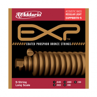 EXPPBB170-5 Coated Phosphor Bronze Струны для 5-стр.акуст.бас-гитары, с покрытием, 45-130, D'Addario от магазина Соло в Иркутске