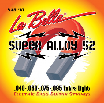 SAB40 Super Alloy 52 Комплект струн для бас-гитары, железо/никель, 40-95, Extra Light, La Bella от магазина Соло в Иркутске