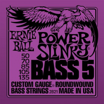 P02821 Power Slinky Bass Комплект струн для 5-струнной бас-гитары, 50-135, никель, Ernie Ball от магазина Соло в Иркутске